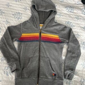 Aviator Nation 5 Striped Hoodie in heather gray size 12